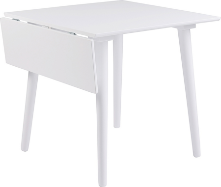 Spisebord Rowico Lotta hvid lakeret MDF gummitræsben klapbord 80Ã80 cm 25 cm